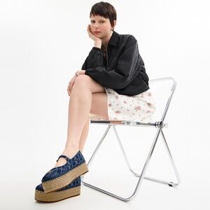 New Coach Blue Carmela Espadrille In Signature Denim
